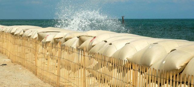 giant sandbags being used for erosion control of Great Lakes