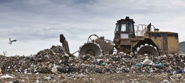 bulldozing in a landfill